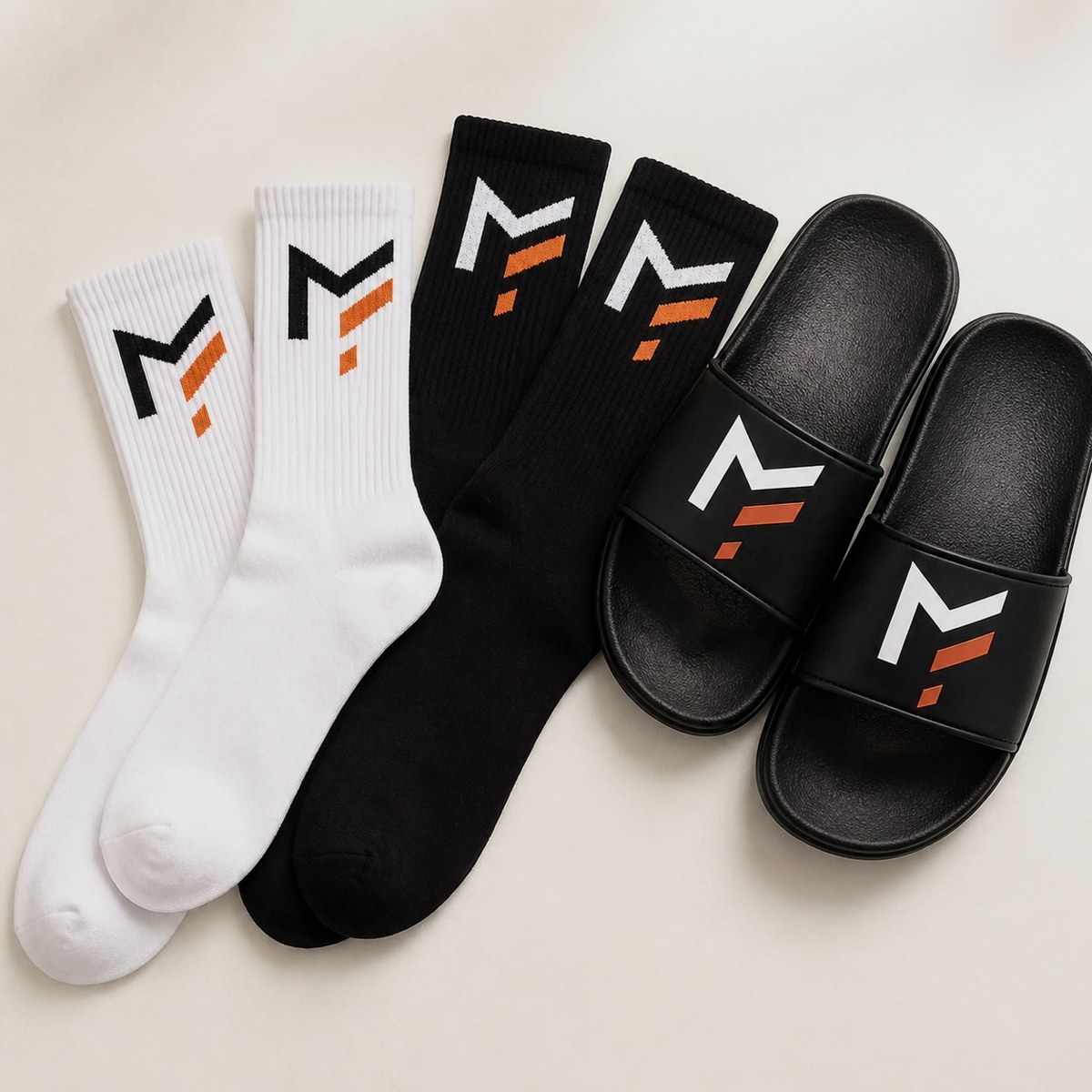 MorrFit crew socks and recovery slides